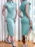 Imagem do Vestido Feminino Midi em Ribana Manga Muscle com Gola Cintia Ref. 977