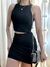 Conjunto Feminino em Anarruga Cropped Cavado e Saia Curta Plissada Talise Ref. 1150 - comprar online