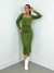 Vestido Feminino Midi em Ribana Manga Longa Decote Quadrado Eduarda Ref. 1462 - comprar online