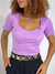 Cropped Feminino Manga Curta Decote Princesa Ofelia ref.1065 - comprar online