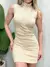 Vestido Curto em Ribana Regata com Zíper Frontal e Gola Ref.1733 - loja online