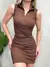 Vestido Curto em Ribana Regata com Zíper Frontal e Gola Ref.1733 - comprar online