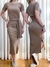 Vestido Feminino Midi em Ribana Manga Curta com Faixa Ana Alice Ref. 1092 - loja online