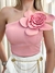 Cropped Feminino Alfaiataria Ombro Único com Flor Alicia Ref. 1199 - loja online