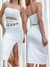 Vestido Feminino Midi em Poliamida sem Alça Recorte Triplo Thamires Ref. 1304 - comprar online