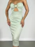 Vestido Feminino Midi em Ribana Sem Alça com Recorte e Fivela Barbara Ref. 1382