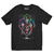 Camiseta negra con diseño de la banda KISS, mostrando a los cuatro miembros en colores vibrantes.