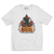 Remera blanca con un diseño colorido que incluye el nombre "NIRVANA" en el centro y motivos artísticos alrededor.