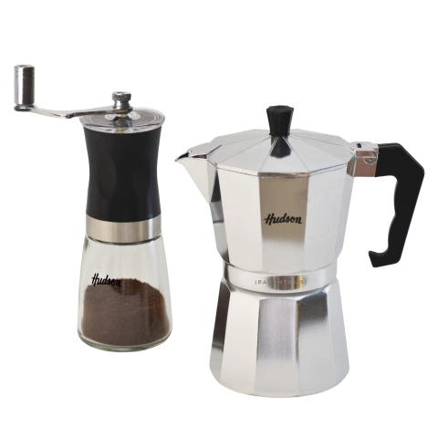 Combo Cafetera Italiana 6 poc. + Molinillo