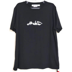 Camiseta OFF White Preto - Logo Costas Branco Spray 1266
