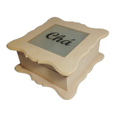 Caixa Chá com 4 Divisórias e Vidro Jateado