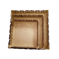Trio de Bandeja Laser Arabesco em MDF Para Decorações de Festa - Talento Artes