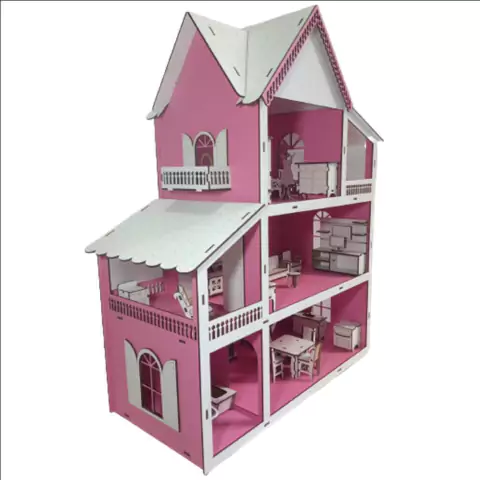 Casinha de Boneca Pintada 56cm