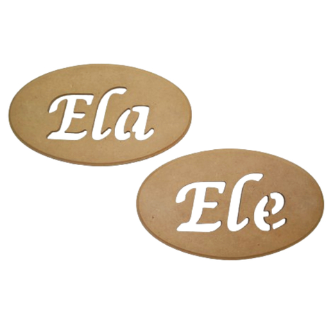 Placa Banheiro Toalhete Kit Ele e Ela