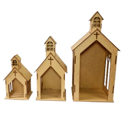 Oratório Capela Grande, Média ou Pequena em MDF Cru