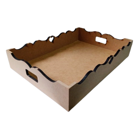 Bandeja Retangular com Lateral Ondulada e Coração