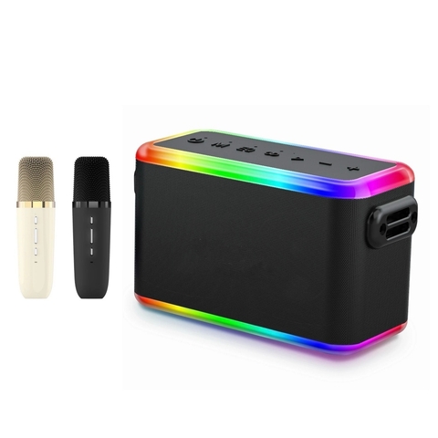 Caixa de Som Portátil Bluetooth 5.0 80w Karaokê com 2 microfone Sem fio MTS-8001 TWS