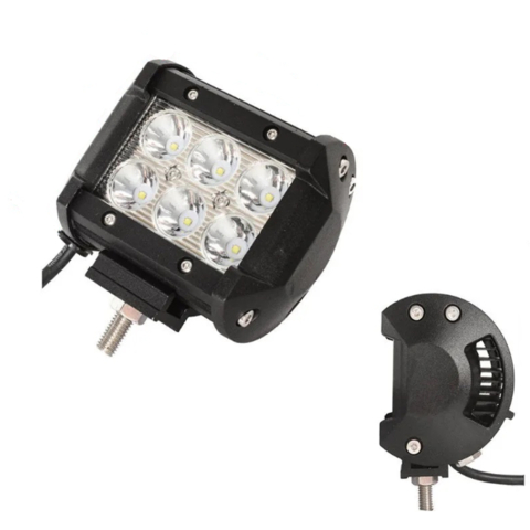 Farol Led Lampada Auxiliar Spot Quadrado 18W 6000K