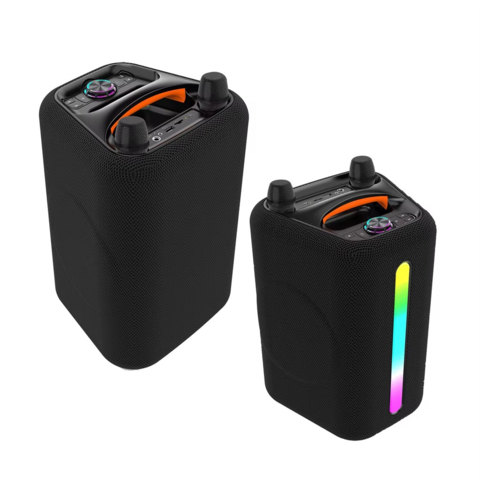 Caixa de Som 2 Microfones Portátil Bluetooth 5.0 Bateria RGB USB somBox D-XK312