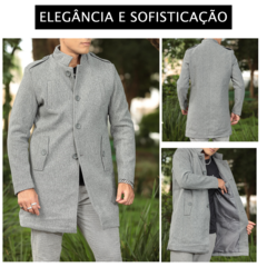 Sobretudo Masculino Longo Lã Alto Padrão Parka Elegante Luxo - KLIZZ
