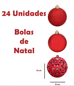 Bola de Natal 6 Unidades Grande 8cm Mista Glitter Luxo - loja online