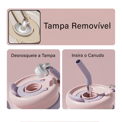 Imagem do Copo Térmico 1250ml Grande com Tampa Canudo Inox Quente Frio