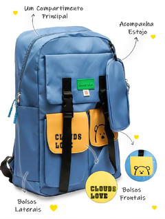 Mochila Bolsa Feminina Escolar Com Estojo Urso Love Kawaii na internet