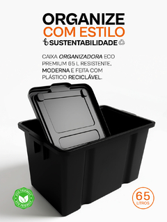 Kit C/ 3 Caixas Organizadoras 65L Rodinhas Multiuso c/ Tampa - comprar online