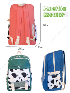 Mochila Bolsa Feminina Escolar Estampada Vaca Fofa Kawaii - comprar online