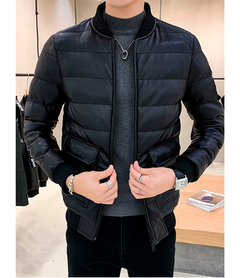 Jaqueta de Couro Masculina Casaco Slim Fit Bomber Impermeável - loja online