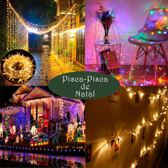 Pisca Pisca Cordão 100 Leds Natal 10m 8 Modos 127V Fio Transparente - loja online