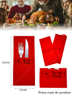 Porta Talher Vermelho 6 Peças Decoração Mesa de Natal Luxo - comprar online
