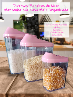 Kit 3 Potes Multiuso Com Tampa Porta Mantimentos Organizador - comprar online