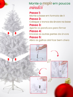 Árvore de Natal Branca 1,80cm 707 Galhos Cheia Luxo Pinheiro - comprar online