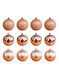 Bola de Natal 12 Unidades Grande 8cm Mista Glitter Luxo