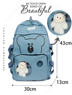 Mochila Bolsa Feminina Escolar Antifurto Fofa Kawaii Juvenil