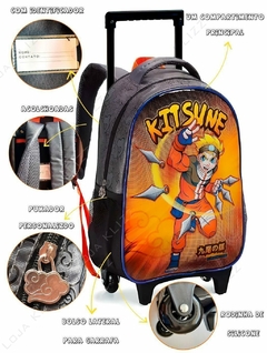 Kit Mochila de Rodinhas Infantil Escolar Super Kitsune Anime - KLIZZ