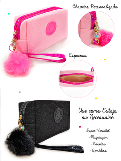 Necessaire Feminina Estojo Organizador Multiuso Glitter na internet