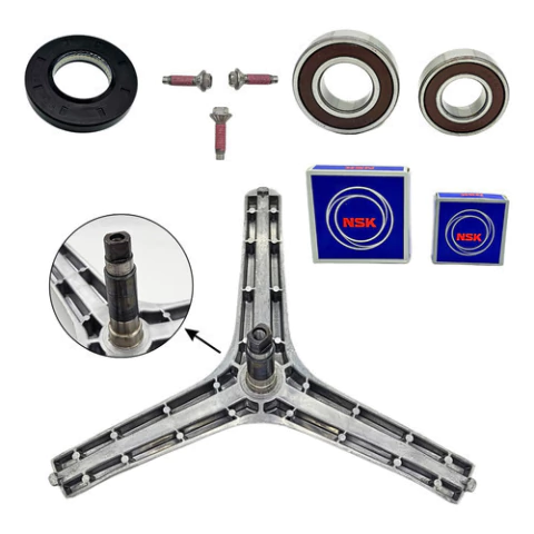 KIT EIXO TRIPÉ LAVADORA SAMSUNG + RETENTOR + ROLAMENTOS + PARAFUSOS