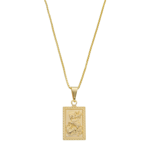 Colar Veneziana c/ Pingente São Jorge - Banho Ouro