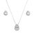 Conjunto de Colar com Pingente + Brinco Gota - Banho Prata