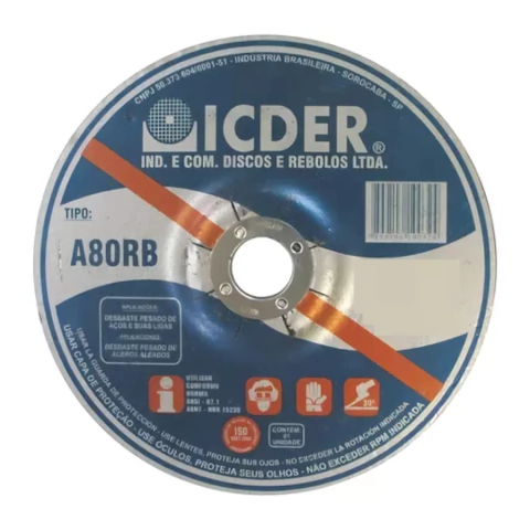 Disco de Desbaste 4.1/2 x 1/4 x 7/8 Icder - A80RB