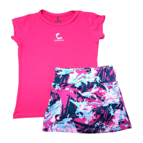 Conjunto Deportivo Niña Corveth Fucsia y Blanco