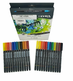 Marcadores Rotulador Plumón Doble Punta Lyra Aqua Brush Duo 24 piezas