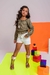 Conjunto Menina Bata Estampada e Shorts Jeans