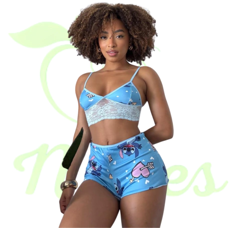 TOP DOLL STICH - CORACÃO FUNDO AZUL CLARO