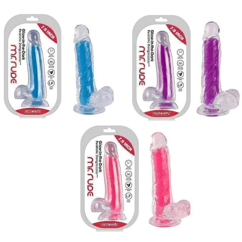 Pênis Realístico Mr. Rude Colorido PINK- 20,0X 4,0 cm