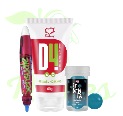 KIT LUBRIFICANTE D4 , BOLINHA ICE E CANETA COMESTÍVEL