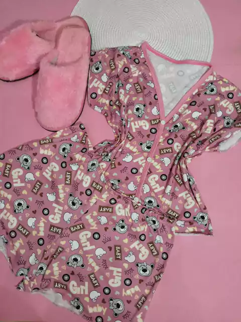 Baby Doll Manguinha Branco Coração Vermelho