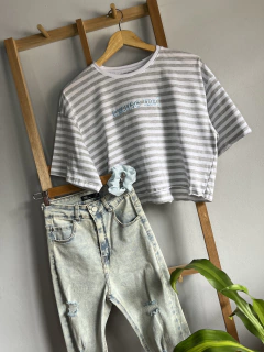Remera rayada Excuse me? - comprar online